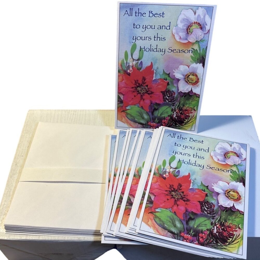 Vtg Christmas Greeting Cards Floral Design 2003 Canada Artist Award Set of 16